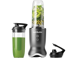 Batidora de vaso - nutribullet Ultra 1200W, personal, Táctil, Silenciosa, Tapas para llevar, 0.9 l/0.7 l, Gris oscuro