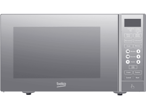 Microondas con grill - Beko MGF23330S, 900 W potencia del Microondas, 100W Grill, 5 Niveles, 23 l, Sliver