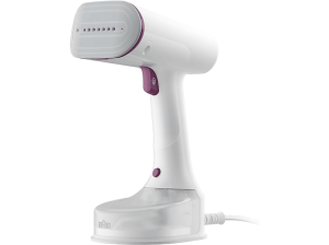 Plancha de vapor vertical - Braun QuickStyle 5 GS5011PU, 1200W, 0.15 l, Vapor 22 g/min, Calentamiento rápido, Blanco/Púrpura