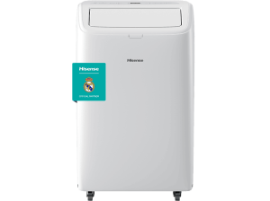 Aire acondicionado portátil - Hisense APC12QC, 3000 fg/h, 3 velocidades, Deshumidificador, Display LED, 64 db, Blanco