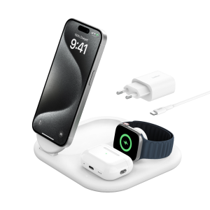 Belkin Boost Charge Qi2 15w Magnetische 3‑in‑1 Draadloze Lader – Wit