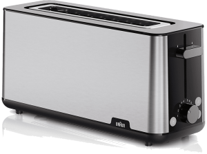 Tostadora - Braun HT1610BK, 1030W, 1 ranura, 2 rebanadas, 8 niveles tostado, Negro