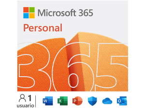 Microsoft 365 Personal, 12 meses, 1 persona, Aplicaciones Premium de Office, 1TB almacenamiento, para PC/Mac/Android/iOs (Código descarga)