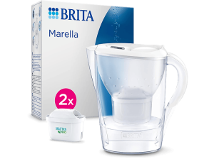 Jarra Filtrante - BRITA Marella Blanca (2,4 l) Incluye 2 Cartuchos MAXTRA PRO All-in-1, Memo Digital y Tapa Abatible