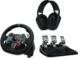 REACONDICIONADO Seminuevo Muy bueno Volante - Logitech G G29 + Auriculares gaming G435, Force Feedback, Pedales, PS5, PS4, PC, Micrófono, Bluetooth