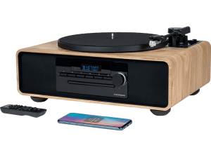 Microcadena - Thomson MIC300TT, 60 W, Bluetooth, Tocadiscos, CD, MP3, USB, Negro madera