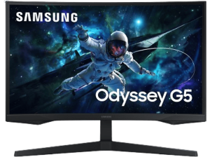 Monitor gaming - Samsung Odyssey G5 LS27CG552EUXEN, 27", WQHD, 1 ms, 165 Hz, FreeSync, Pantalla Curva, Negro