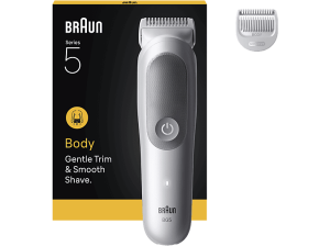Afeitadora corporal - Braun BodyGroomer Series 5 BG5500, +1 accesorios de rasurado, Afeita Y Recorta, Wet&Dry,; Gris