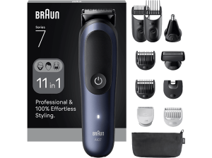 Afeitadora multifunción - Braun Recortadora todo en 1 Series 7 AIO7540, Kit De Styling 11 1, Lámina ProBlade, AutoSense, Wet& Dry, Azul