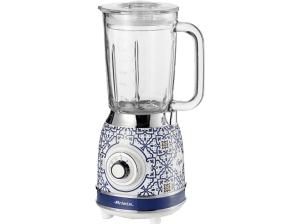 Batidora de vaso - Ariete Capri, 1000 W, 1.5 L, Pica Hielo, 4 Cuchillas, Velocidades+Pulse, Azul/Blanco