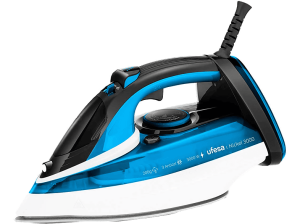 Plancha de vapor - Ufesa Nickel 3000, Golpe 200g, Depósito 400 ml, 3000W, Suela Cerámica, Azul
