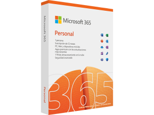 Microsoft 365 Personal, 12 meses, 1 persona, Aplicaciones Premium de Office, 1TB almacenamiento, para PC/Mac/Android/iOs (Formato físico)