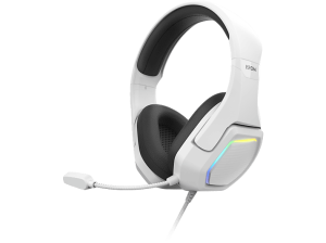 Auriculares gaming - Krom Kopa 7.1, Supraaurales, Con cable, Diadema ajustable y ligera, 50 mm, Iluminación RGB Rainbow, Blanco