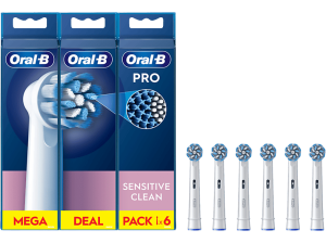Recambio para cepillo dental - Oral-B Pro Sensitive Clean, Cabezales De Recambio, 6 Unidades
