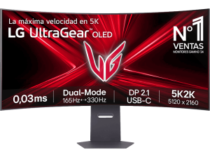 Monitor gaming - LG UltraGearâ„¢ 45GX950A-B, 45" 5K2K, Dual Mode (165/330Hz), 0.03 ms, OLED, VA curvo 800R, 2x HDMI, HDR10, Morado grisÃ¡ceo