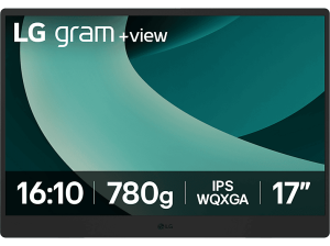 Monitor portátil - LG 17MT70, 17" WQXGA, 60 Hz, 5 ms, IPS, 2x USB-C, Compatible con PC y smartphones, Gris