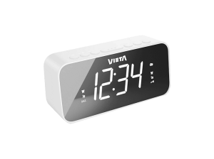 Radio despertador - Vieta VH-AL300BK, 6W, FM, Altavoz Incorporado, Pantalla LED, Cable/Pilas, Blanco