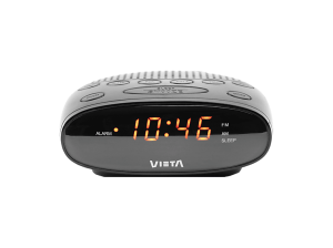 Radio despertador - Vieta VH-AL100BK, 4W, Altavoz Incorporado, Pantalla LED, Funciona a Pilas, Negro