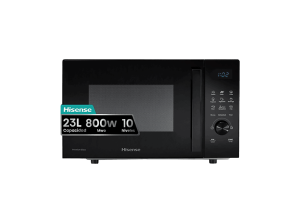 Microondas con grill - Hisense H23MOBSD1HG, 800W, 10 niveles, Control digital táctil, 23 l, Negro