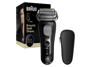 Afeitadora - Braun eléctrica Series 9 PRO+ 9600s, Pro SensoAdapt, 60 minutos autonomía, Afeitado en seco y mojado, Negro