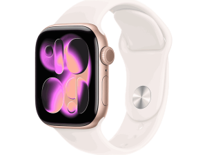 Apple Watch Series 11 (2025), GPS, 42 mm, Caja de aluminio Oro rosa, Correa deportiva Rosa rubor, M/L, Calidad del sueño, 24h Autonomía