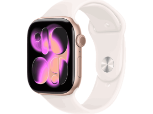Apple Watch Series 11 (2025), GPS, 46 mm, Caja de aluminio Oro rosa, Correa deportiva Rosa rubor, M/L, Calidad del sueño, 24h Autonomía