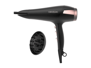 Secador - Cecotec IoniCare Elegance, 2400 W, 3 niveles temperatura, 2 velocidades, Difusor incluido, Negro