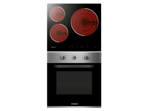 Pack Horno + Encimera - Infiniton HV-CB65H30, Multifunción, Grill, 65 l, Vitrocerámica, 3 Zonas , Acristalamiento triple, Inox