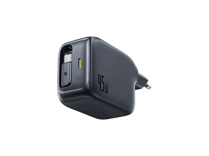 Cargador de pared - Baseus EnerCore CJ11, Con cable retráctil Tipo-C, Carga rápida 45W, Universal, Negro Cosmic