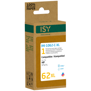 ISY Multipack 2 HP 62xl Bk+cl Zwart/color
