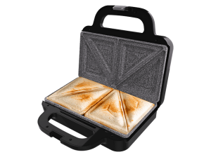 Sandwichera - Cecotec Rock'nToast Deep Classic, 1000W, Capacidad 2 sándwiches, Revestimiento RockStone, Placas triangulares, Acero inoxidable, Plata