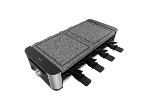 Raclette - Cecotec Cheese&Grill; 16000 Inox Allstone, Con grill de 1400 W, Termostato, Placa piedra natural, Gris