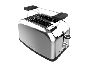 Tostadora - Cecotec Toastin' time 850 Inox, Tostador con ranura ancha, 850W, Soporte, 7 niveles, Recalentar, Descongelar, Acero inoxidable, Plata