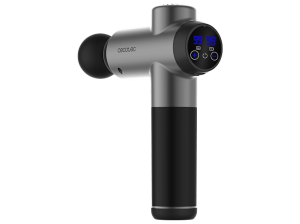 Pistola de masaje - Cecotec SkinCare Recuperación completa, 99 niveles intensidad, 8 cabezales, Pantalla, Autonomía 120 min, Estuche, Negro