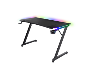 Mesa gaming - Trust GXT710, Iluminación RGB, Cargador Inalámbrico, Negro