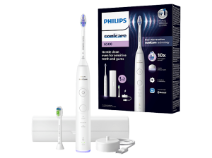 Cepillo eléctrico - Philips Sonicare 6500 HX7410/02, App, Tecnología sónica, Sensor de presión, 3 modos, intensidades, Blanco
