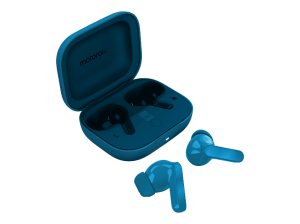 Auriculares True Wireless - Motorola Buds Bass, 9 h Autonomía, Cancelación ruido (ANC), Pantone Blue Jewel