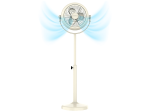 Ventilador de pie - Cecotec EnergySilence 250 ClassicStyle, 25 W, 10" (25 cm), 2 velocidades, 3 aspas, Oscilante, Retro, Beige