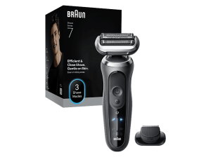 Afeitadora - Braun eléctrica Series 7 72-G1200S, 3 modos, 1 accesorio de precisión, 60 min autonomía, Afeitado en seco y mojado, Gris