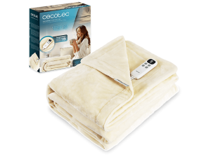 Manta eléctrica - Cecotec HeatConfort Calma (180 x 130), 115 W, 180 130 cm, 10 niveles, temporizador, Tecnología PTC + NTC, Crema