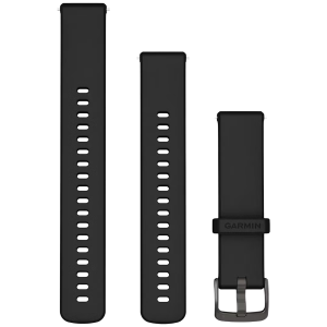 Garmin Siliconen Polsband 20mm Snelsluiting Zwart Met Leigrijze Gesp Horlogebandje Zwart