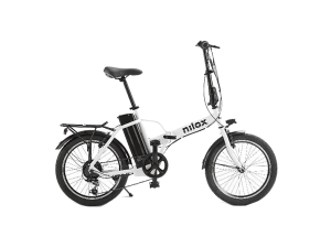 Bicicleta plegable - Nilox eBike J1 PRO, Motor 250 W, 25 km/h, Auotonomía 40 km, Ruedas 20", Peso máx 100 kg, Blanco