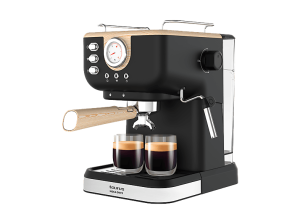 Cafetera express - Taurus Moka Onyx, 20 Bar, 1050 W, 1.5 l, Portacacillos tipo barista con 2 filtros, Depósito extraíble, Regulador de vapor, Negro