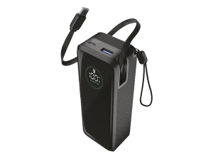 Powerbank - CellularLine Roller, 20000 mAh, Carga rápida, 65 W, Hasta 144h de carga, USB C, USAB A, Negro