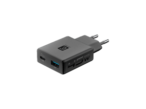 Cargador de pared - CellularLine Power Lite GaN+, 45 W, USB C, A, Universal, Slim, Negro
