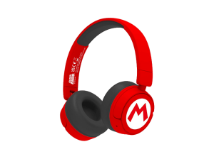 Auriculares infantiles - FR-TEC Super Mario Kids Wireless Headphones, Autonomía 24 h, Diadema, Bluetooh, Micrófono incorporado, Plegables, Rojo