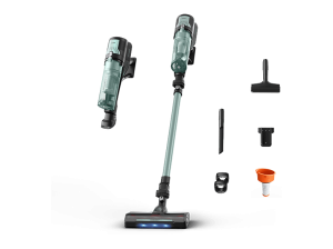 Aspirador escoba - Rowenta X-FORCE 8.80 RH1833, 250 W, 100 AW, 45 min Autonomía, 0.44 L, Ligera, 1.3 Kg, Limpieza 4 en 1, Verde, Gris