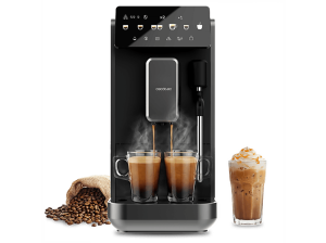 Cafetera superautomática - Cecotec Cremmaet Lungo Steam, Vaporizador, 5 bebidas, Pantalla táctil, 19 bares, Thermoblock, Molinillo integrado, Negro