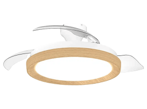Ventilador de techo con luz - Philips Bliss (2026), 28W, 6 Velocidades, Aspas retráctiles, 106cm, 4500 lúm regulables, Mando a distancia,Blanco/Madera