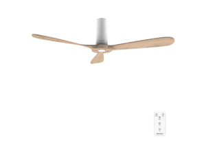Ventilador de techo - Cecotec EnergySilence 5400 Classic, Motor DC 40 W, Mando, 6 velocidades, Temporizador 8h, 3 aspas, Blanco y madera clara